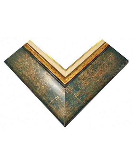 Κορνίζα ξύλινη 7,5 εκ. μπλε χρυσό πατούρα εκρού 1011 -Κ